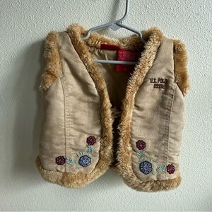 Kids U.S. Polo Assn. Tan Vest with Faux Fur Trim